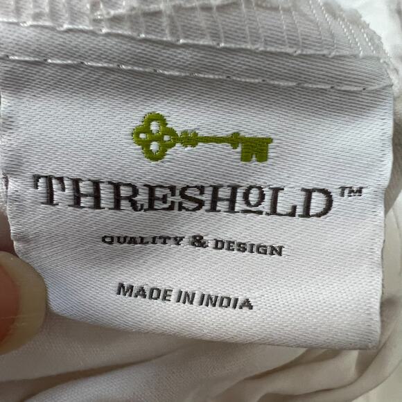 Threshold Queen Sheet Set Flat Sheet Fitted Sheet 100% Cotton Pewter Stripe - Picture 7 of 12